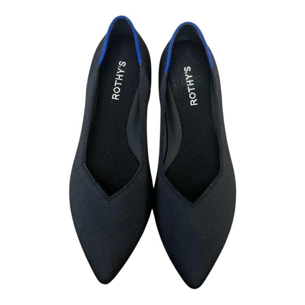 Rothy's Black Flats with Blue Trim